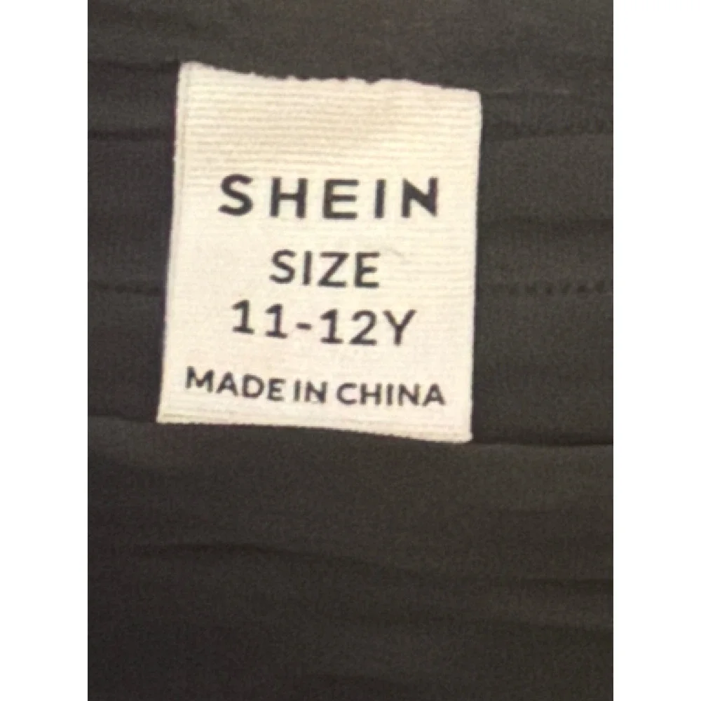 SHEIN‎ Kids Girls Black Honeycomb Textured Activewear Set Crop Top Shorts 11-12Y